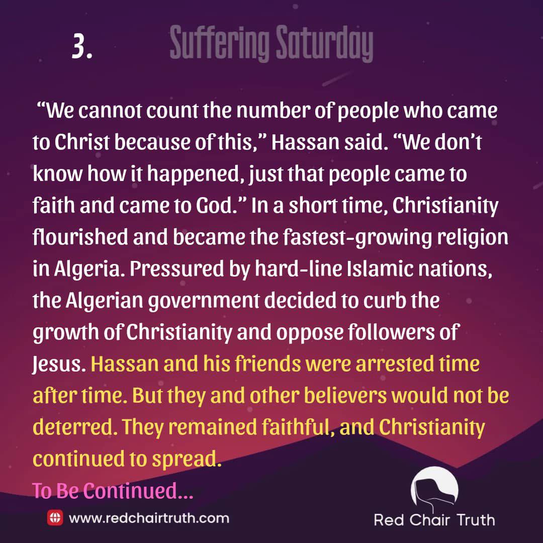 redchairtruth1's tweet image. Once home to St. Augustine of Hippo, a nation saw the Christian faith rise again in unlikely ways. Even pressure and persecution could not silence it.

Don’t miss this Suffering Saturday👇

 #RedChairTruth #SufferingSaturday #Persecution #Christians #MartyrsofJesus #RCT #ItaUdoh