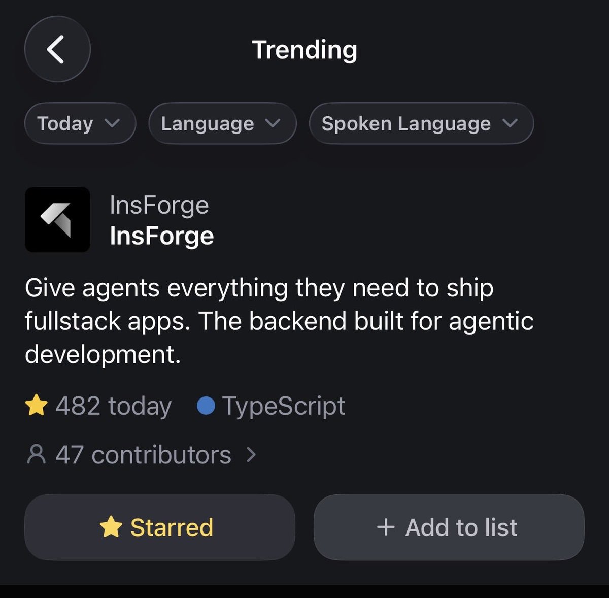 Trending on #1  again 🔥

<a href="/InsForge_dev/">InsForge</a> Lfg