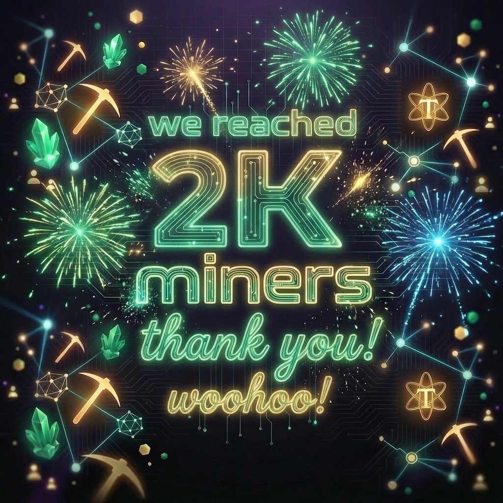 We are proud to say that 2K Miners actively mining on Torium Network 🚀

It's been only a day since we reached 1K Miners - that's amazing. Thanks for your support, we couldn't do that without you!

In order to celebrate this, we are sharing a reward code with you, enjoy the