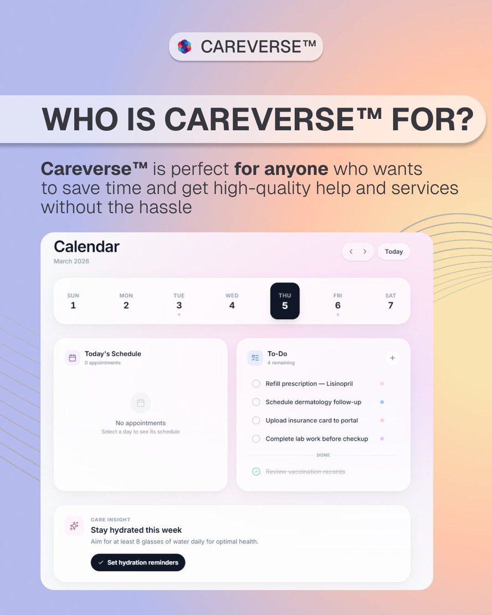 careverseai's tweet photo. We’re building Careverse™, a new platform designed to make healthcare easier to access anywhere in the world 👍
 
Careverse connects people with healthcare providers through an AI-powered triage system, multilingual support, and real-time care coordination. https://t.co/bmpmI3UZts