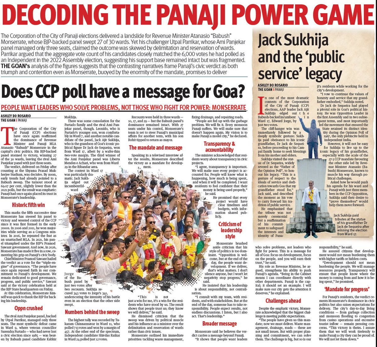 thegoanonline's tweet image. DECODING THE PANAJI POWER GAME
#SPOTLIGHT | Does CCP poll have a message for Goa?
tinyurl.com/4c7f3kn6
SPOTLIGHT | Jack Sukhija  and the ‘public  service’ legacy
tinyurl.com/j6pxyt4f
@ashrosarioingo1