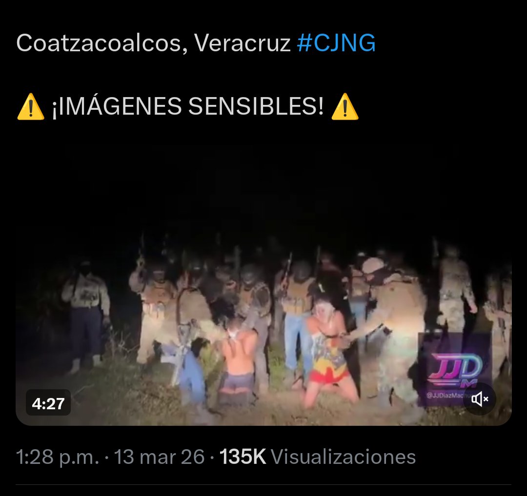 No vean ese video.
Nadie puede llamarse de izquierdas y tolerar esto, el narco es un agravio directo a la clase obrera, a los más vulnerables y a las famílias. El narco es necrocapitalismo y debe ser exterminado con toda la furia del Estado. Justo como lo haría China o Vietnam.