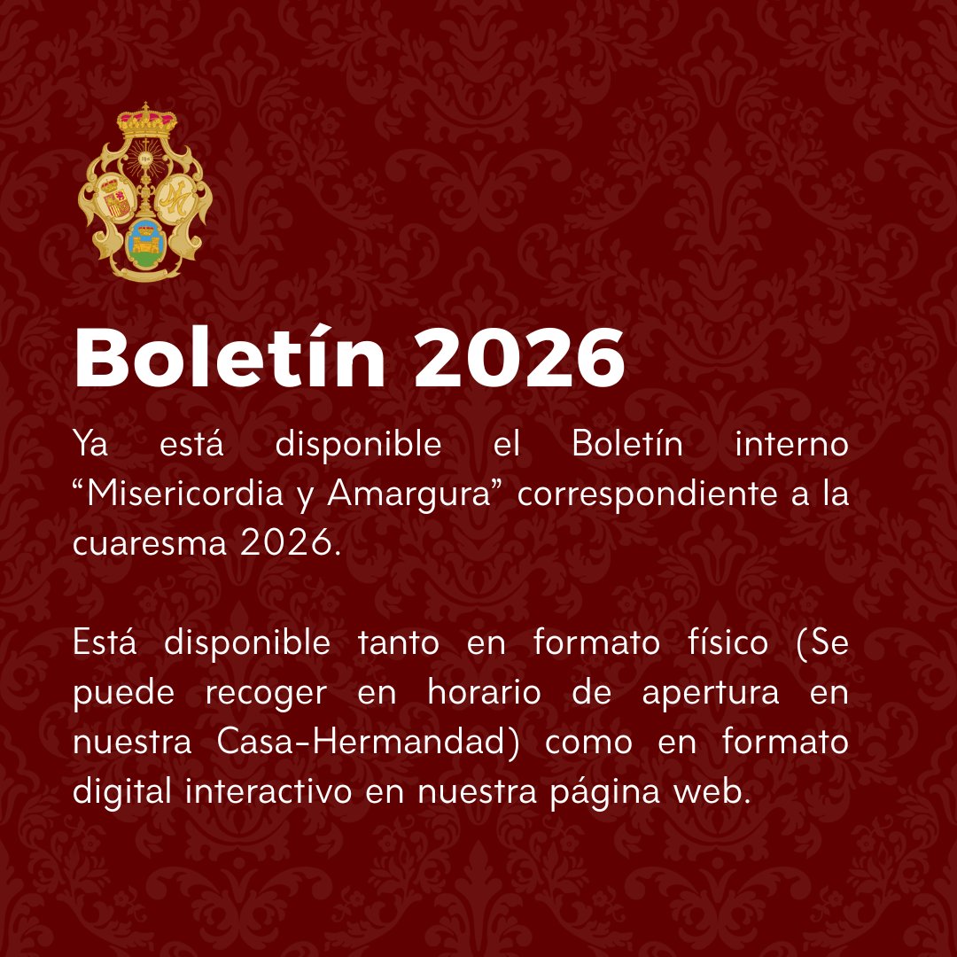 lalineaamargura's tweet photo. MISERICORDIA Y AMARGURA 2026

¡La espera ha terminado! Ya tenemos con nosotros el Boletín de Cuaresma 2026. https://t.co/ecu7WsgMwq