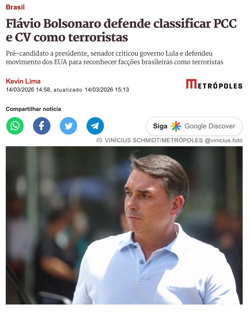 O MEU AMIGO FLÁVIO não usa boné do CPX, não diz que traficantes são vítimas dos usuários e defende que o CV e o PCC sejam classificados como organizações terroristas.

Nunca foi tão fácil escolher um lado.