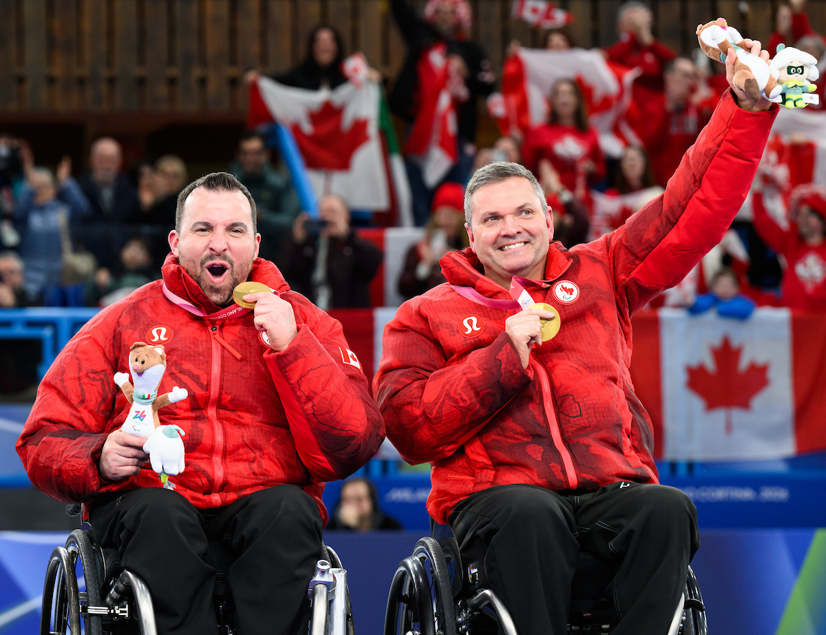 CurlingCanada's tweet photo. Team Canada secures gold at the 2026 Paralympics! 🥇🇨🇦

The game came down to the final rock with the final few seconds of Canada’s clock winding down. What a moment!

Our game story ➡ https://t.co/bJOC7v6haP

📸: Canadian Paralympic Team / Angela Burger

#MilanoCortina2026 https://t.co/OmtlLAu5Pk