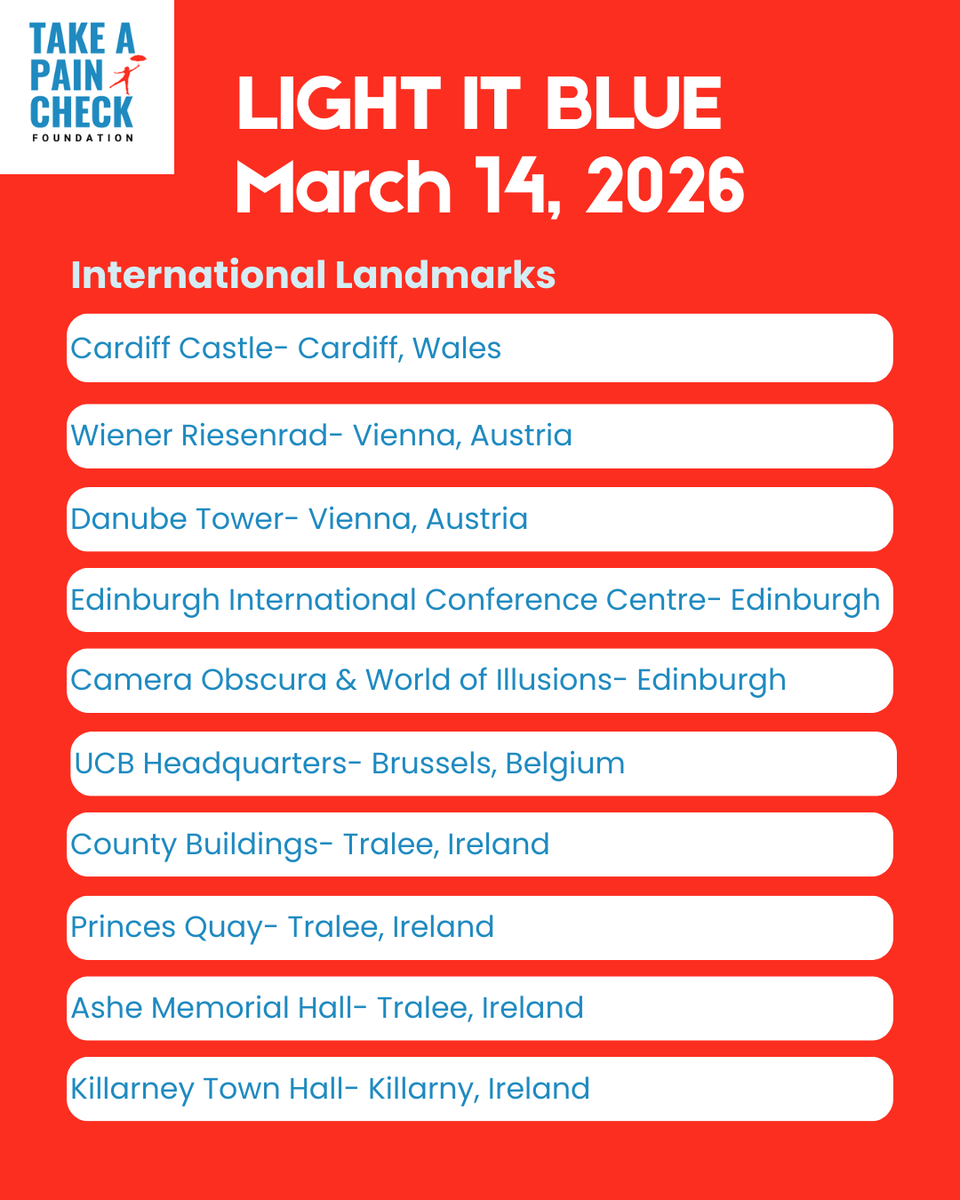 takeapaincheck's tweet photo. Reminder! There are lots of landmarks around the world to check out today for #LightitBlue. Come out in support of World yOung Rheumatic Diseases Day.
#LightItBlue #TakeaPainCheck #TAPCLightItBlue #LightItBlue4WORDDay #TAPC #BlueLandmarks #WORDDAY #rheumaticdisease #TAPC https://t.co/Fx8uu4ROcD