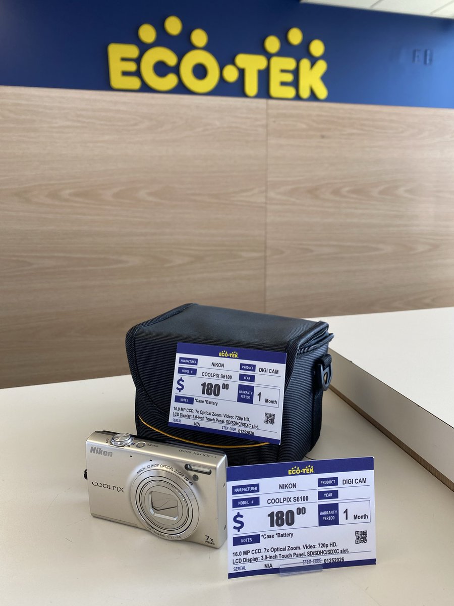 ecotekfv's tweet photo. Pre-owned Nikon CoolPix S6100 available at EcoTek Fountain Valley Store! 📸 🥳 Come check us out to buy and sell used electronics! 💰😆.

#ecotownusa #ecotekfv #california #preowned #oneplus #oneplusopen #phone #videogames #guitar #laptop #camera #santaana #fountainvalley #reuse #eco #sdgs #mottainai #japan #ハードオフ #エコタウンUSA
