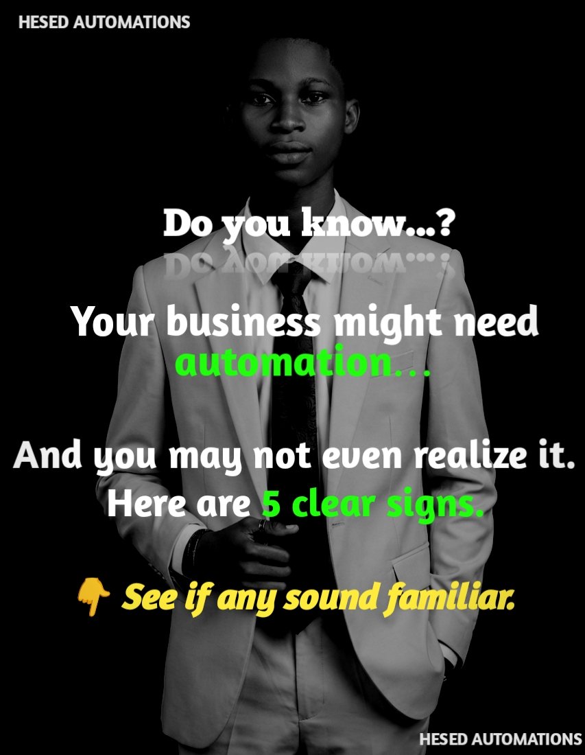 tosinfavour24's tweet photo. Your business might need automation…
and you may not even realize it.
Here are 5 signs to watch for.
#Automation #BusinessAutomation #WorkflowAutomation #AutomationTips #BusinessGrowth https://t.co/kdZQyivvrQ
