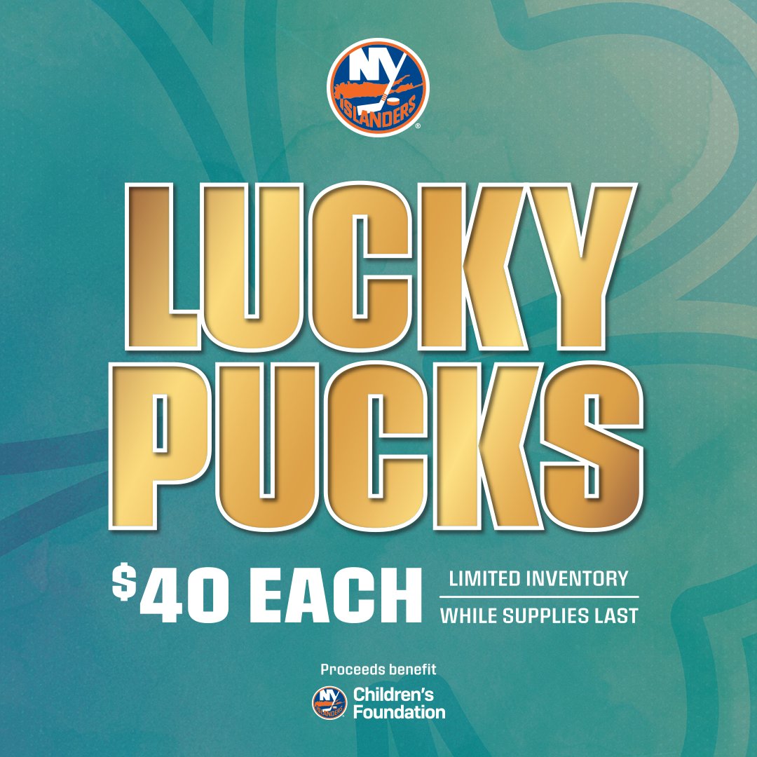 NYIslanders's tweet photo. Lucky Pucks are available at tonight's game!

Head to the Community Relations table located at section 109-110 to get yours. All proceeds benefit the Islanders Children's Foundation. https://t.co/5714i2jda7