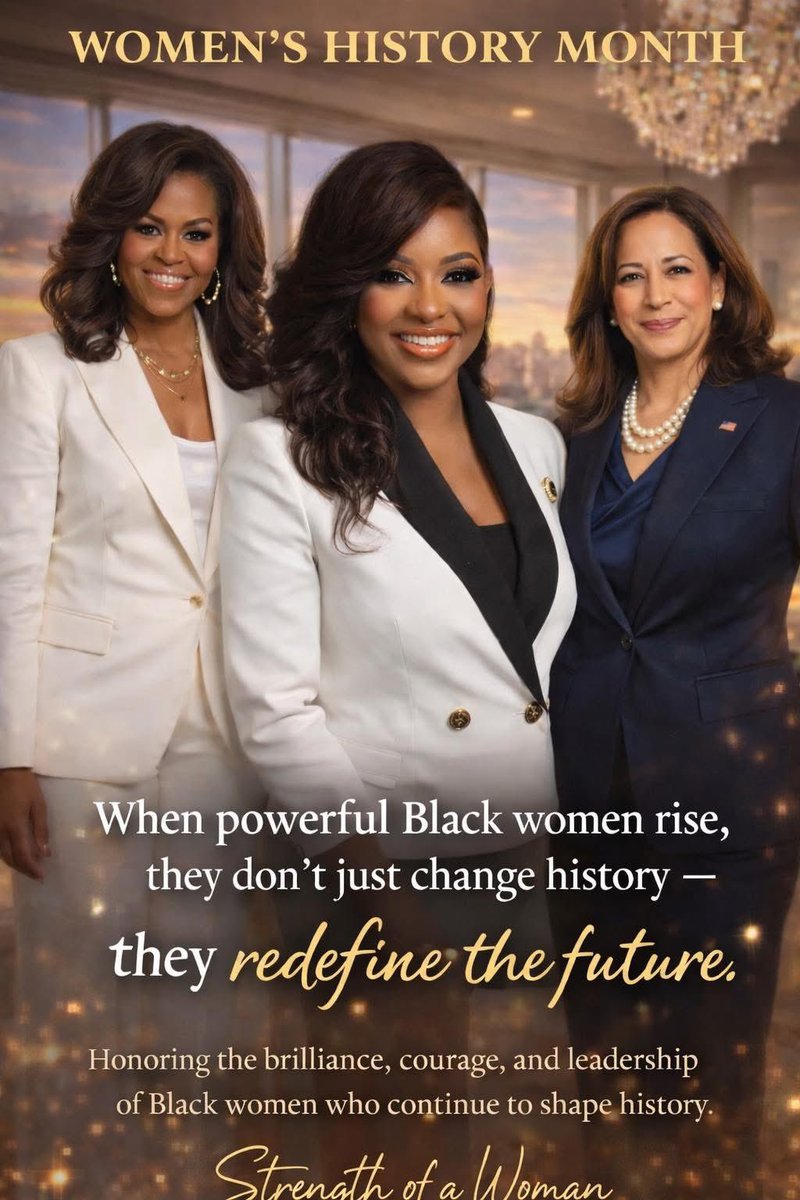 AuthorJoeNBrown's tweet photo. During historical #WomensHistory, I’d like to honor FLOTUS #MichelleObama, DEM Rep. #JasmineCrockett, and VP #KamalaHarris. When powerful #BlackWomen rise… they redefine the future.

#BlackHerstory #GlassCeilings #GlassElevators #GlassEscalators #SupportingWomen @MichelleObama https://t.co/DPfpe1EotR