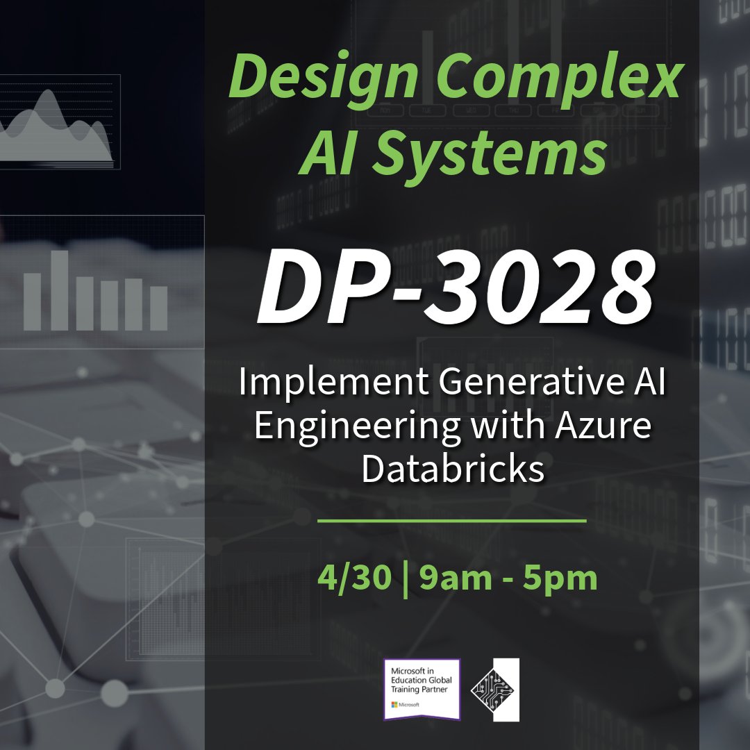 tcworkshop's tweet photo. Build Generative AI with Azure Databricks! Learn to design, develop &amp; deploy AI solutions at scale with DP‑3028.
https://t.co/ERzn32SjFu

#GenerativeAI #AzureDatabricks #AIEngineering https://t.co/u8Nk2tIhaP
