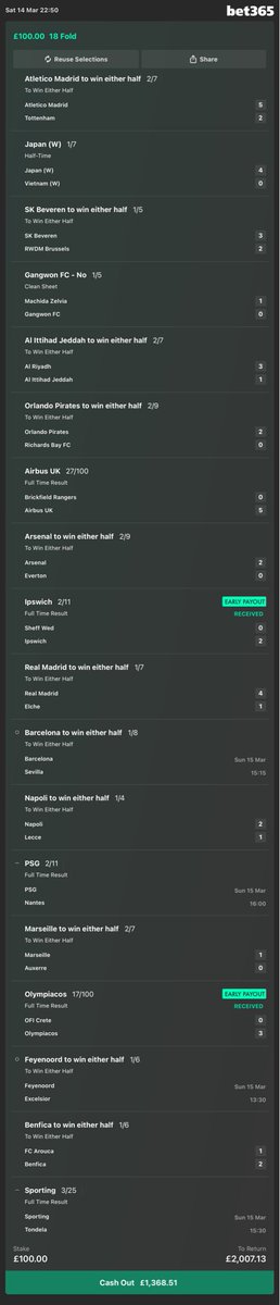 Footy_Tipsters's tweet photo. 2 VOIDS!
CASH OUT CURRENTLY £1,368 👀

Who’s on??

Over 13x currently, 20x max pay https://t.co/YGHi1F88pF