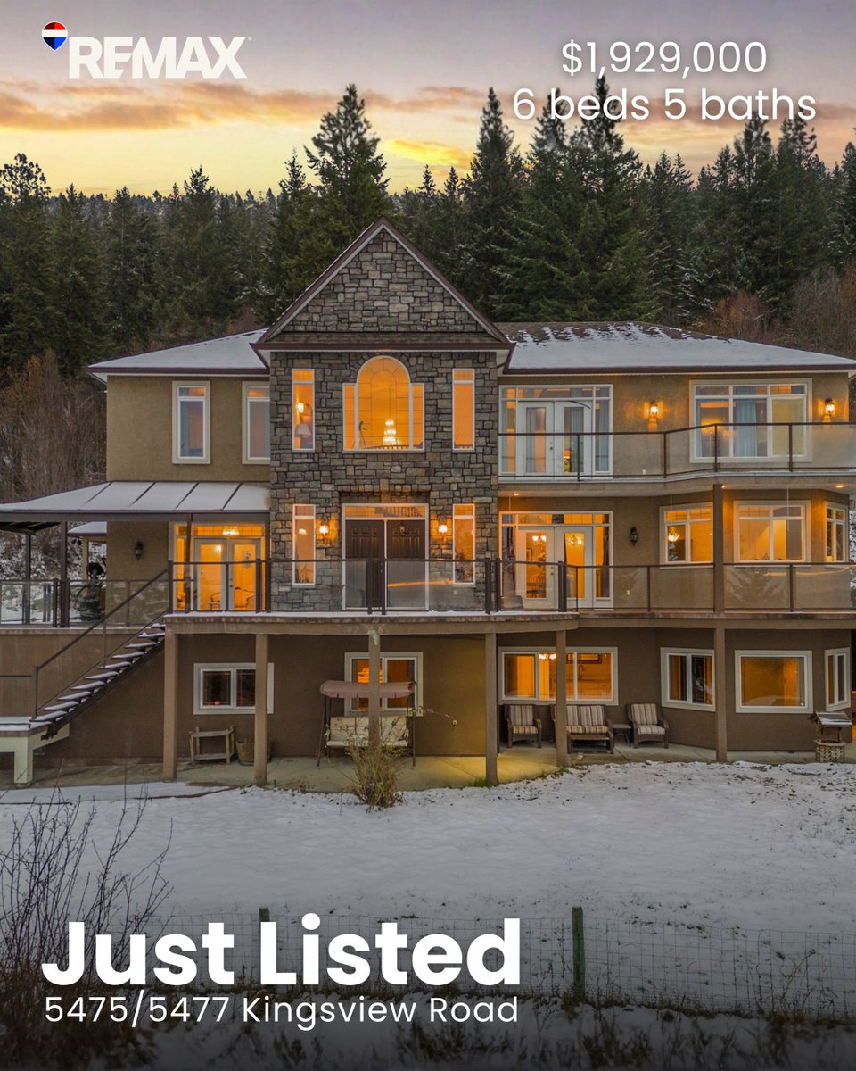 LisaSalt's tweet image. ✨ Okanagan estate living with panoramic views

🏡 Set on 2.5 acres in the North Okanagan, this 5,950 sq ft home captures sweeping lake, mountain, and valley views while offering privacy just minutes from Vernon and SilverStar. !

#JustAddSalt #SaltFowler #RemaxVernon #RealEstate