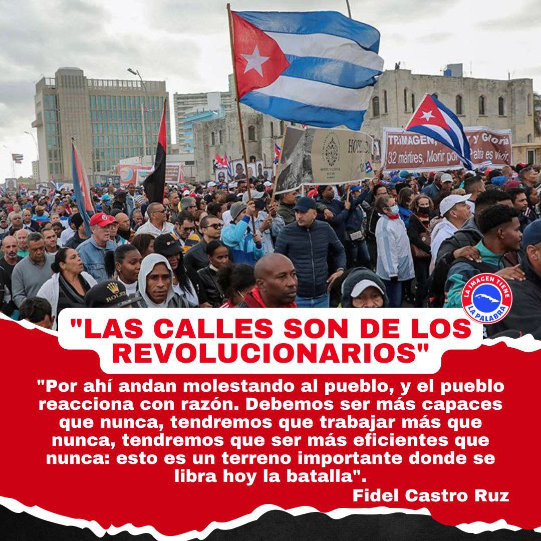 ‼️ El Comandante en Jefe nos recuerda: la verdadera batalla está en la eficiencia y la firmeza del pueblo.  
💪 Cuba responde con unidad y razón.  
🚩 Las calles son de los Revolucionarios.  

#CubaEstáFirme