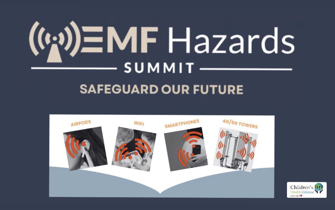CanadaCHD's tweet image. ⚡️📱#EMF HAZARDS SUMMIT: SAFEGUARD OUR FUTURE 

Hosted by @nickpineault1 
18 experts on #wireless radiation, children’s health, 5G &amp;amp; how to reduce exposure.

🎟 Exclusive @ChildrensHD offer — FREE access for 48 hrs!

Info/Registration:
🔗 childrenshealthdefense.ca/news/emf-hazar…