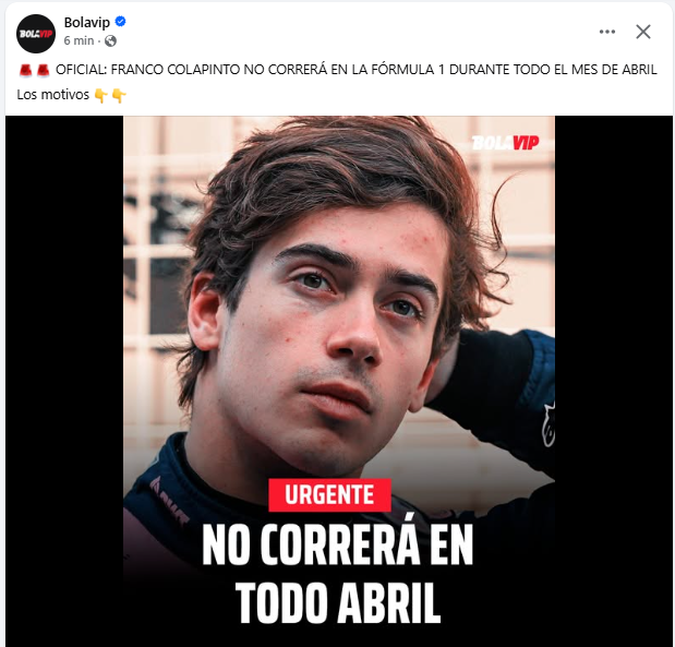 FernandoSvaluto's tweet photo. La Fórmula 1 canceló los grandes premios de Barhéin y Arabia Saudita por la guerra. Pero para algunos medios el título es éste. Algún día deberíamos dejar de consumir este tipo de periodismo. https://t.co/FefXOaiyIf