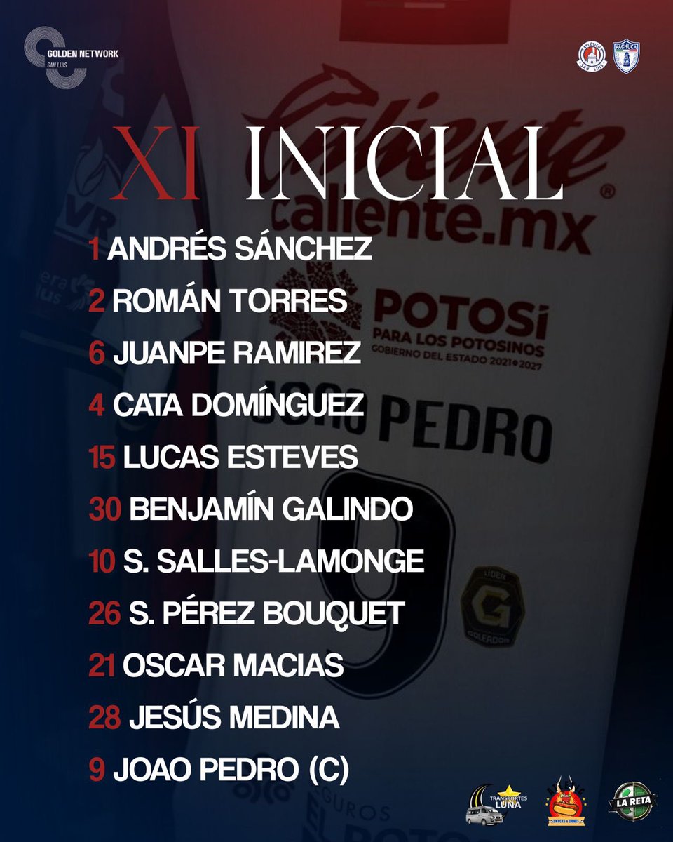 Los once de San Luis para recibir a los Tuzos.