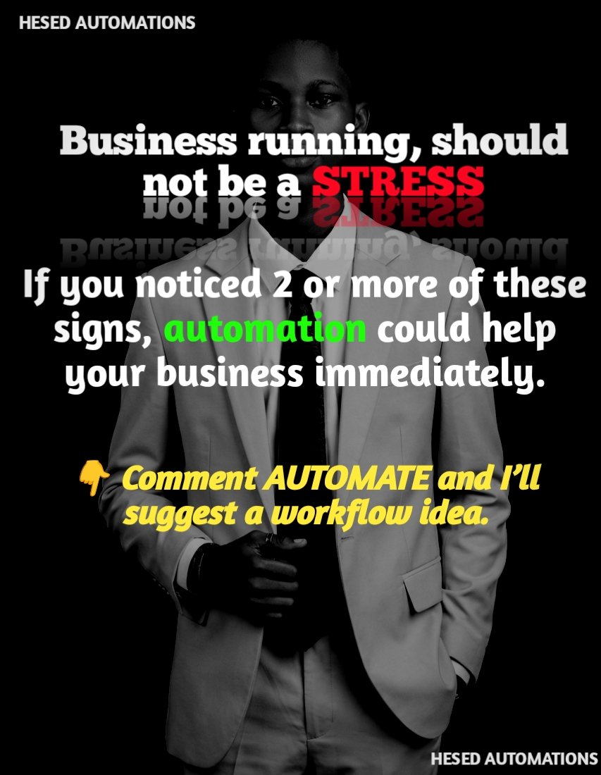tosinfavour24's tweet photo. If you noticed 2 or more of these signs, automation could help your business.
Comment AUTOMATE and Iโll suggest a workflow idea.
#AutomationExpert #AutomationSolutions #WorkflowAutomation #DigitalTransformation #BusinessAutomation https://t.co/F8be707QfS