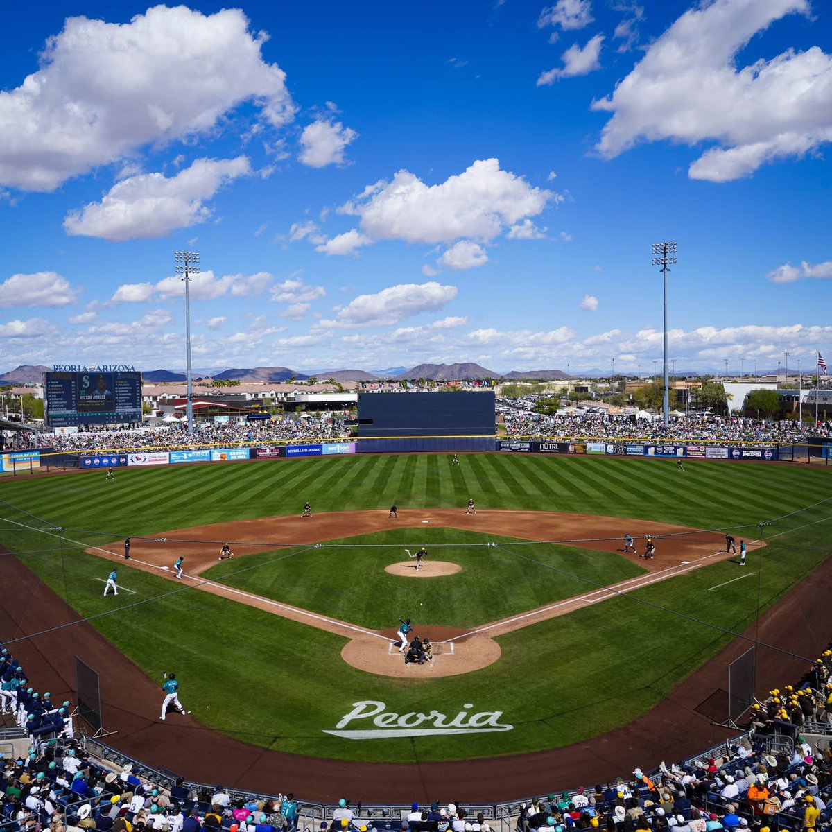 PeoriaAZ's tweet photo. Due to expected high temperatures, our Cactus League game on Saturday, March 21 vs. the Cubs at Peoria Stadium is now slated for a 6:10 p.m first pitch. Gates will open at 4:30 p.m. https://t.co/MLdbG76rpd