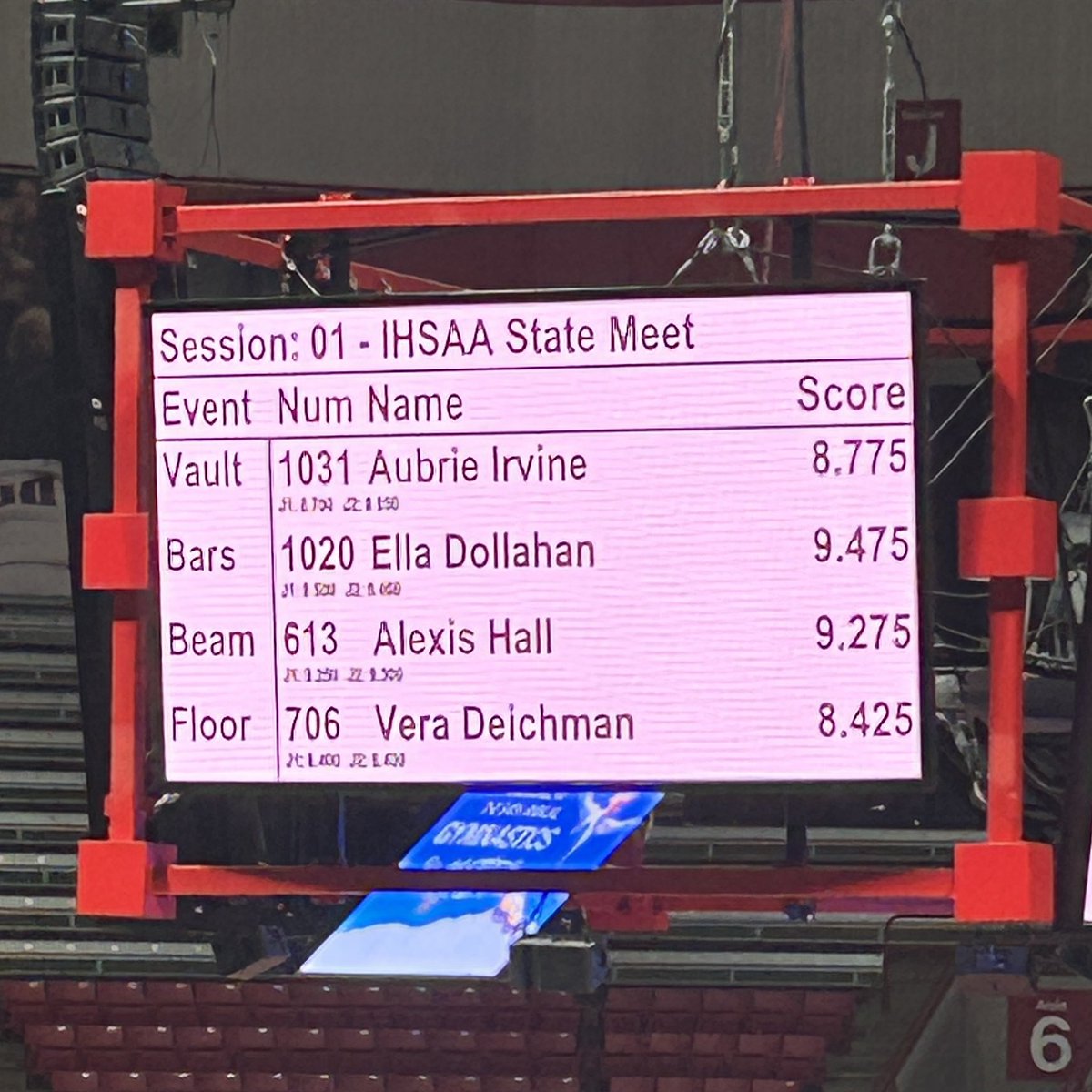 Congratulations to Aubrie Irvine for competing in the IHSAA Gymnastics State Finals today at Ball Sate. 
Go Knights!