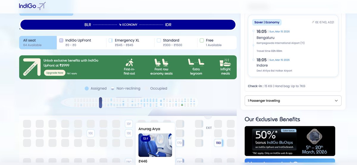 darkhacker2001's tweet photo. Booked an XL seat on @IndiGo6E. They swapped aircraft, downgraded my seat to standard, and their customer care agent spent 34 minutes gaslighting me, claiming the aircraft wasn't changed and demanding I pay extra to fix their mistake. #boycottindigo

Flight no. - 6E-6743 https://t.co/oYHVj2F9Hs