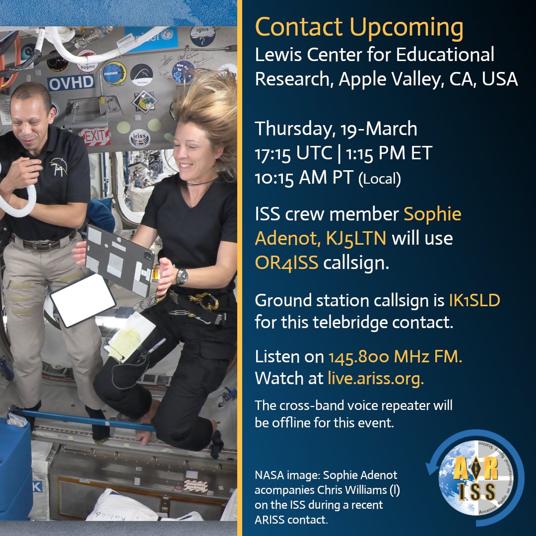 ARISS - Amateur Radio on the ISS tweet media