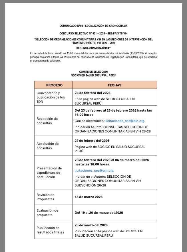 Conamusa_Peru's tweet photo. Por encargo de Socios en Salud
Se publica lo siguiente: https://t.co/m42pJ8xz5F