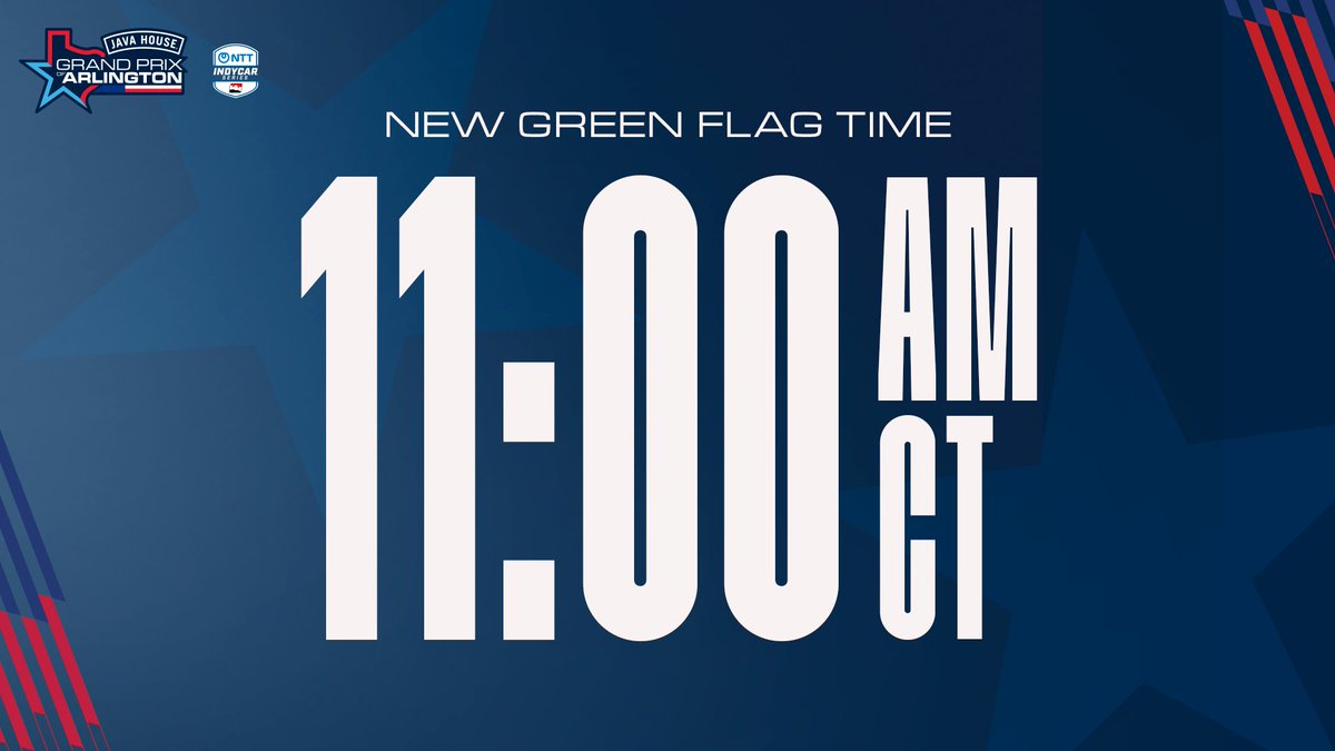 Arlington_GP's tweet photo. 📣TIME UPDATE: The start of the inaugural Java House Grand Prix of Arlington will move up to 11:00AM CT Sunday due to forecasted higher winds to take place later in the afternoon. https://t.co/8VFAcJEAhM