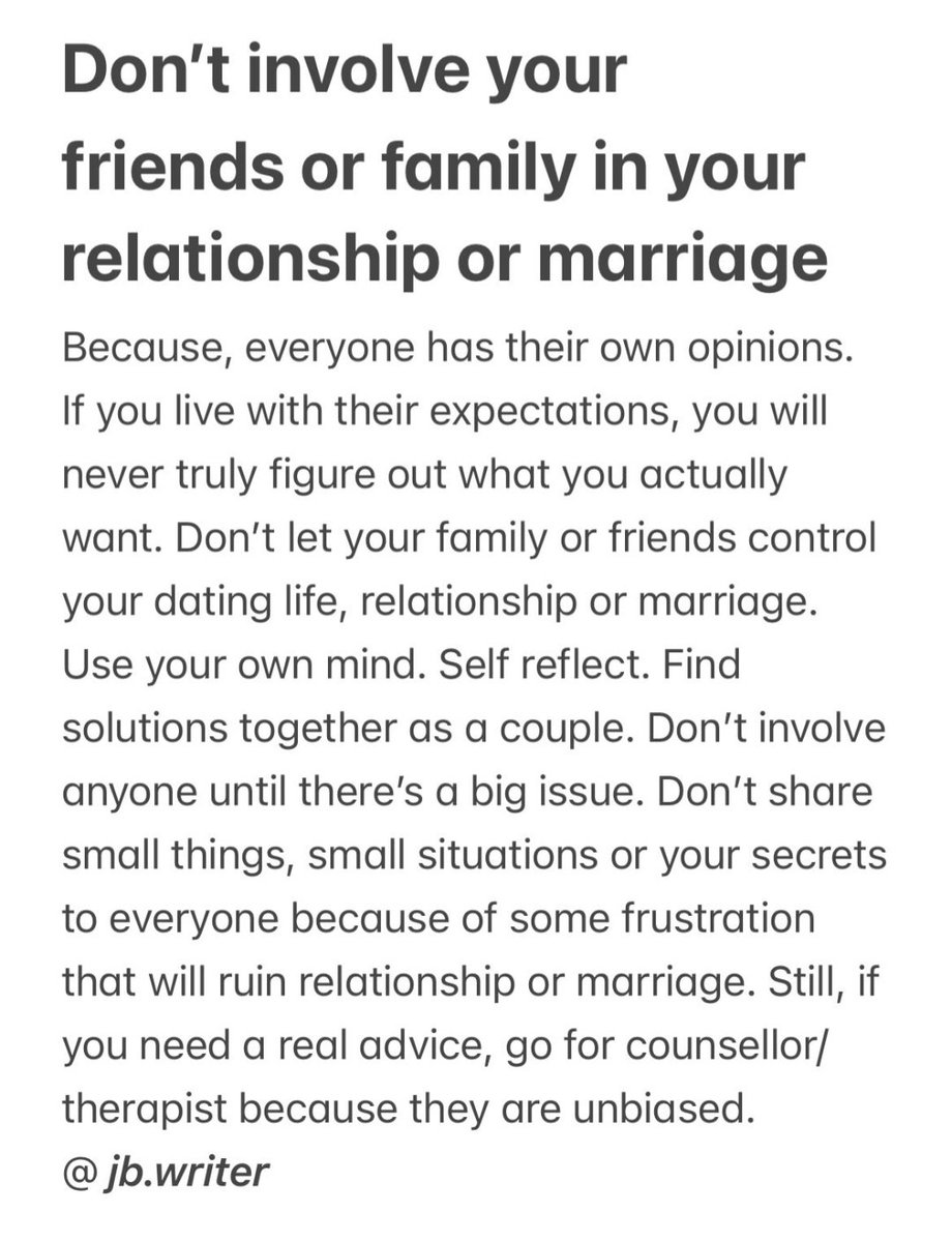 Liminal1988's tweet photo. Don't involve your friends or family in your relationship or marriage,... https://t.co/2jiSQ3tnEf