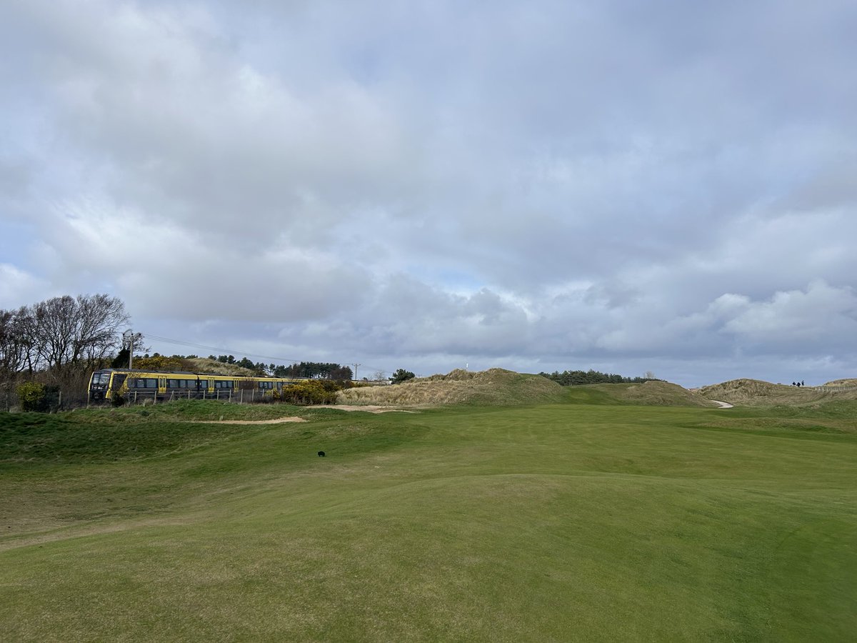 firmandfastgolf's tweet photo. Final stop on @EngGolfCoast @SandAGolfClub duneland, heathland, pines, plenty of charm/quirk and a railway line too. Lots to like, can’t wait to return. Kudos to @SandAgreens for great March turf presentation⛳️

#loveenglishgolf #southportgolf #springtour2026 https://t.co/Gtvzyq64y7