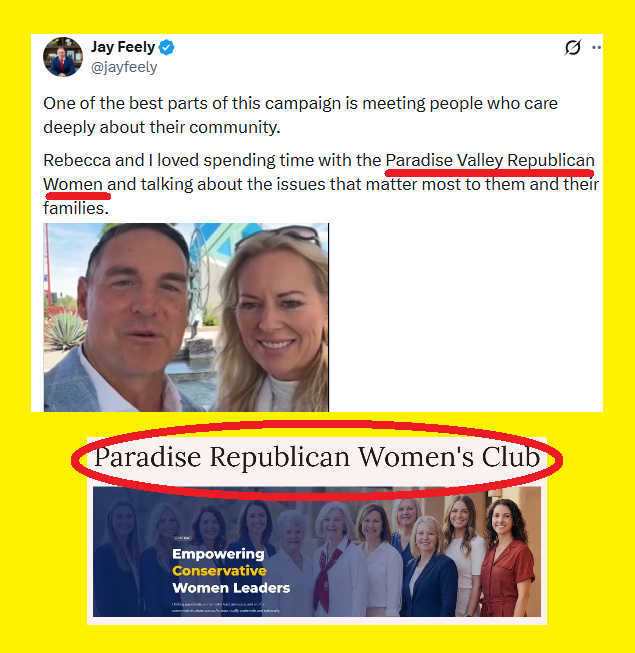 ScottsdaleVoter's tweet photo. Jay Feely shanks the name of a well-known Scottsdale-area women's group: "Paradise Valley Republican Women's Club"

We'll be voting for @JosephChaplik, the candidate with a real record who actually lives here

@MerissaCaldwell @noprezzie2012 @temamoss