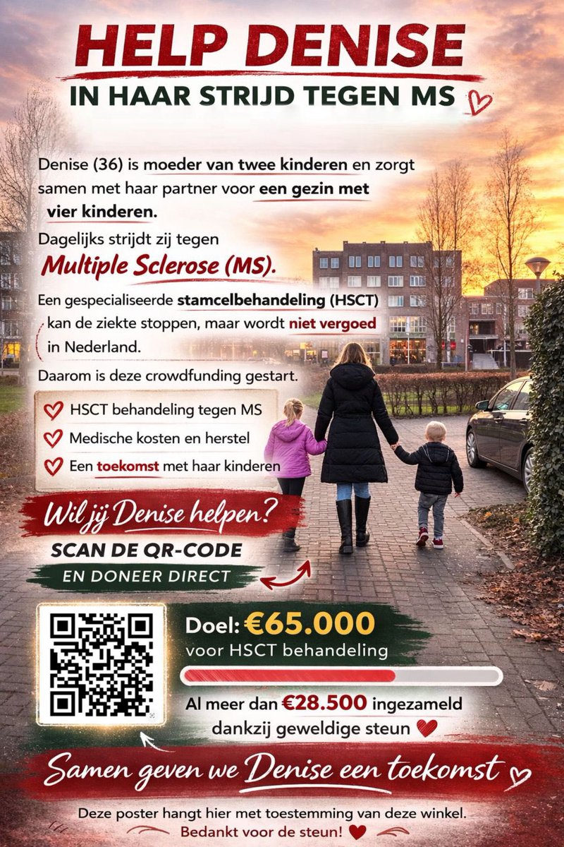 MrFanatic030's tweet image. 50 euro is er nog nodig om to 30.000 euro te komen. We zijn over de helft voor alleen de behandeling.

57.500 US dollar hebben we in totaal nodig voor alleen de behandeling.  

Wie helpt mee ?? 

#HelpDenise aan haar #HSCT behandeling tegen #MS.