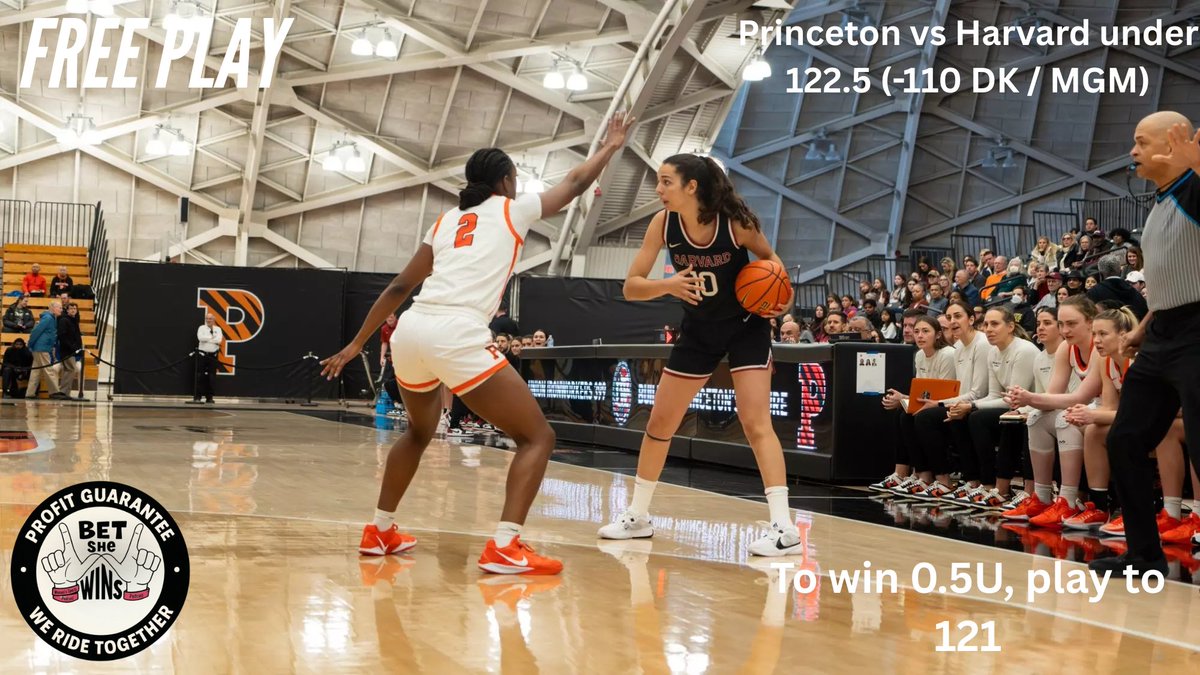 BetSheWins's tweet photo. 🚨FREE PLAY ALERT🚨

🏀Princeton vs Harvard under 122.5 (-110 DK / MGM)
💰 To win 0.5
📈Play to 121 https://t.co/MdjXy7D9K3