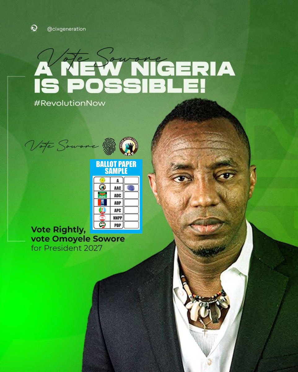 Evry living Nigerian knows dat solution to our suffering is a leader who has no Oga to fear, and only OMOYELE SOWORÈ does not have contract with tifs and barawo,
But we go always find reason not to stand for ourselves even as na only him dey fight for  Nnamdi Kanu from day1