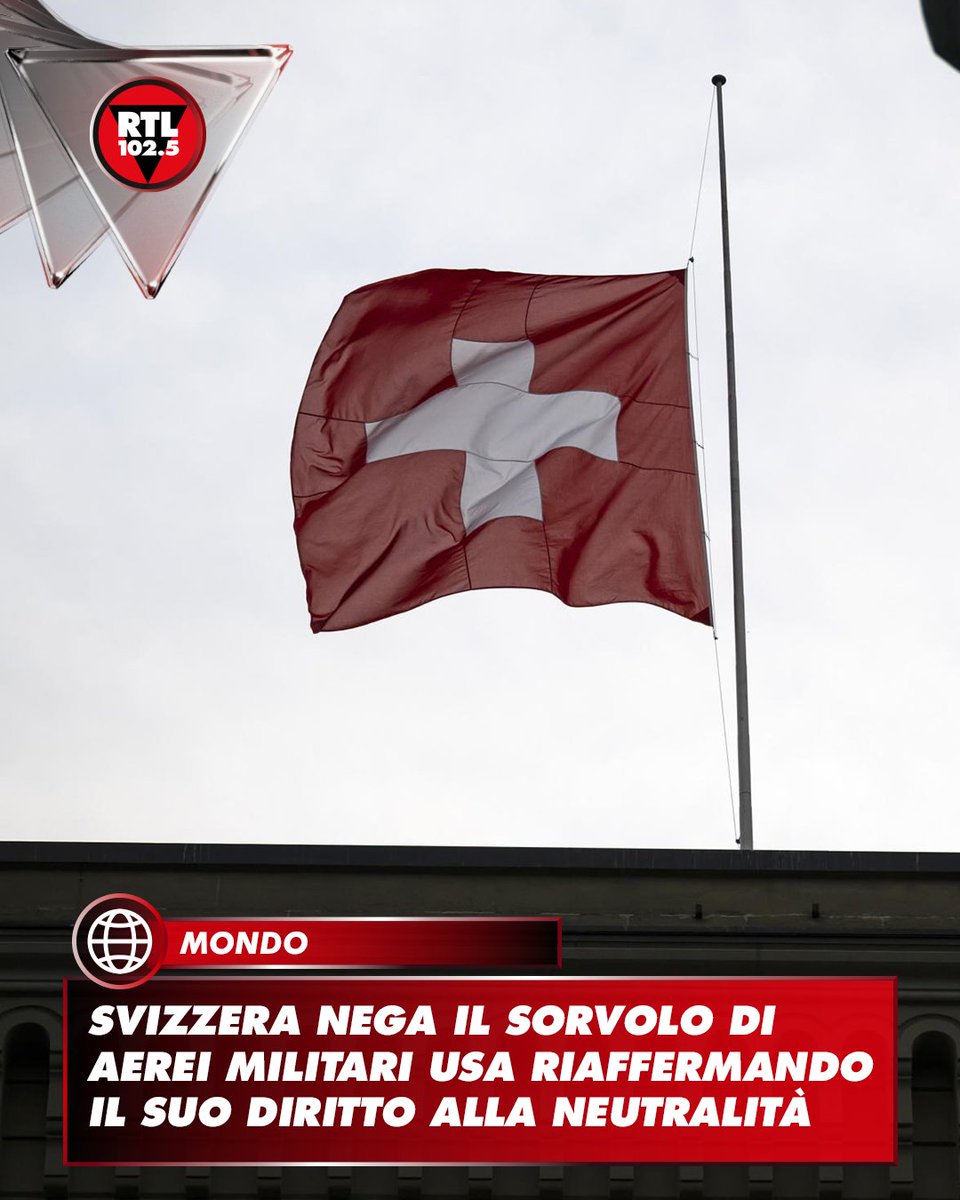 rtl1025's tweet photo. 🔴 Per la prima volta dall'inizio del conflitto in Medio Oriente, la Svizzera ha annunciato di aver respinto due richieste degli Stati Uniti per il sorvolo del suo territorio, riaffermando il suo "diritto alla neutralità". Gli americani hanno presentato diverse richieste in tal senso, tra cui alcune per aerei militari, ha dichiarato il governo svizzero in un comunicato. "In totale, sono state respinte due richieste relative alla guerra in Iran", ha precisato la Confederazione elvetica, specificando di aver esaminato tutte le richieste presentate da Washington sabato. Ciascuna richiesta riguardava "un aereo da ricognizione" per un volo previsto per il 15 marzo attraverso lo spazio aereo svizzero. Il governo ha tuttavia dato il suo consenso, tra l'altro, per un volo di manutenzione. Il governo svizzero ha spiegato che "gli Stati Uniti e Israele sono in guerra con l'Iran" e, di conseguenza, "si applica il diritto alla neutralità".

Sottolinea inoltre che "il diritto alla neutralità vieta i sorvoli da parte delle parti in conflitto per scopi militari correlati a tale conflitto". Tuttavia, sono consentiti "i voli per scopi umanitari o medici, compreso il trasporto dei feriti, nonché i sorvoli non correlati al conflitto". Dal 1815, la Svizzera è ufficialmente riconosciuta come paese neutrale dalla comunità internazionale. La sua neutralità è permanente, garantita e liberamente scelta.

📸 Ansa / ANTHONY ANEX