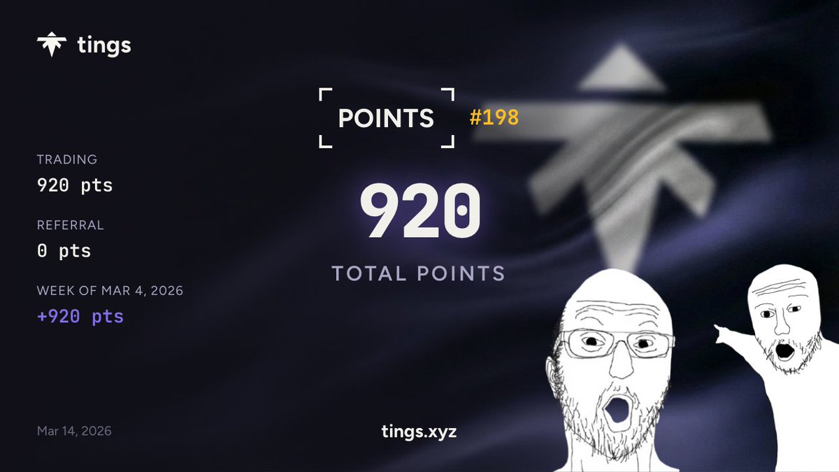 0xvrtsn's tweet photo. grinding points @tingsxyz

lessgo! https://t.co/0tOBLxiJa7
