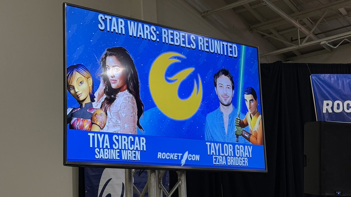 ParksAndCons's tweet photo. Tiya Sircar (Sabine) & Taylor Gray (Ezra) take the stage to talk #StarWars Rebels #SDRocketCon https://t.co/xFhr154RAA