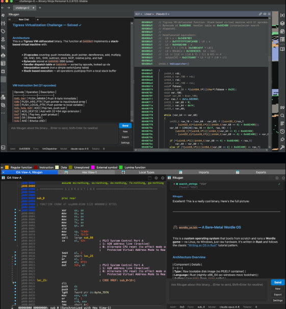0x0SojalSec's tweet photo. Reverse-engineering AI agent for IDA Pro and Binary Ninja. 🥷

70+ specialized Reverse-engineering tools for Agents.
Parallel sub-agents for heavy obfuscation.

rename,patch in natural language &amp; explanation
persistence session.

3× faster reverse engineering obfuscated malware💤 https://t.co/ITerRhgFmN