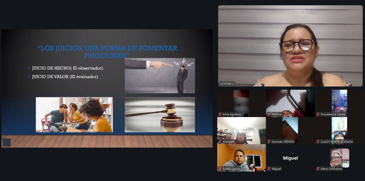 En el Ciclo de  $CONFERENCIAS de autoconocimiento se expuso el tema "LOS JUICIOS... UNA FORME DE FOMENTAR FRICCIONES""
Impartido excelentemente por VERONICA LEYVA 
Consultora y Comunicadora CERTIFICADA por el INSTITUTO DE #SEMIOLOGIA S.C*.
EXPERIMENTA EL CRECIMIENTO PERSONAL