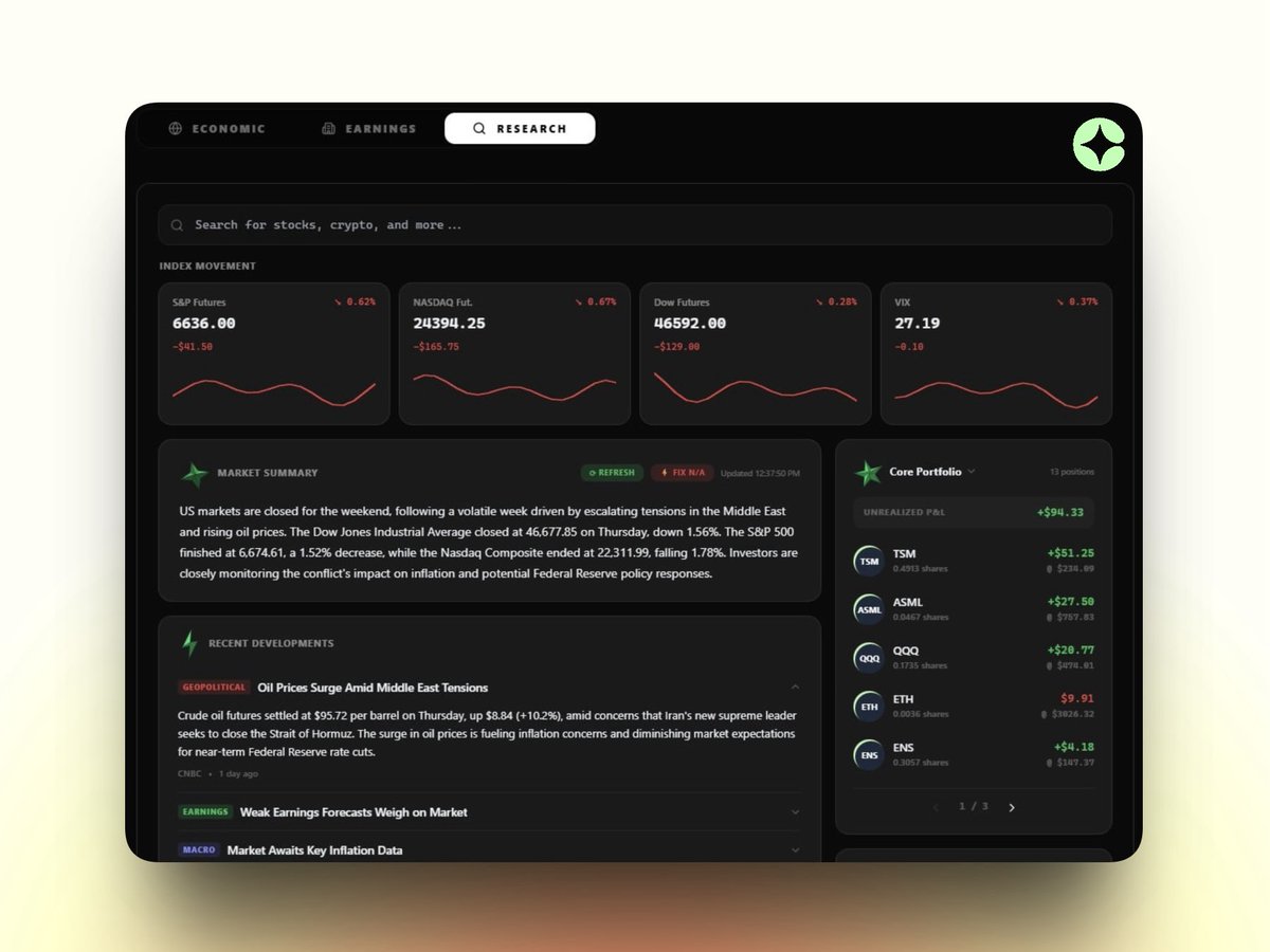 trconfluence's tweet photo. Keep your research and your portfolio in perfect sync. 🔗

We just rolled out a huge update:

You can now link all of your synced portfolios directly to the Research Terminal. Get direct insights on your holdings while tracking the most meaningful catalysts. 

Context is everything. See the full picture at https://t.co/mpqfrUNR5S 📊