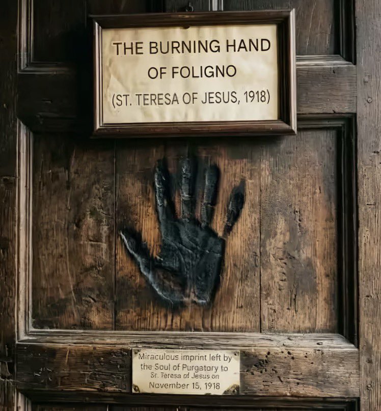 Apariciones de las almas del Purgatorio
Tomado de : x.com/GrainneMcD9292…

El 4 de noviembre de 1859, en Folgino, Italia, fallecía con fama de santidad la hna Teresa Gesta, la sacristana del convento de las franciscanas.
Tras su muerte la sacristía recayó en la hermana Anna