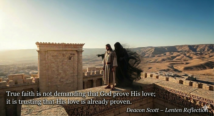 iDeaconScott's tweet photo. 40 Days in the Desert – Day 19: False Presumptions

In the quietude of our Lenten journey, we often find ourselves standing on the "pinnacle of the temple," not physically, but in the spiritual heights of our own pride or misunderstanding. Today’s reflection brings us to the second temptation of Jesus in the desert, where the tempter suggests a leap of faith—not one born of trust, but of presumption. The devil quotes Scripture, reminding Jesus that the angels will bear Him up. Yet, Jesus responds with the clarity of Divine Truth: "You shall not put the Lord, your God, to the test."

To presume upon God is to demand that He conform to our will, our timing, and our specific expectations of how Grace should manifest. We often fall into this trap when we pray for specific outcomes and then feel abandoned when God does not "perform" the miracle we demanded. True faith is the opposite of presumption; it is a radical surrender to the Father’s providence, even when the path leads through the valley of the shadow. During these forty days, we are invited to examine the "tests" we subconsciously set for God. Are we following Him only because we expect a safety net, or are we following Him because He is the Way, the Truth, and the Life?

Jesus’ refusal to throw Himself down is a profound act of humility. He did not need to prove His Sonship through a spectacle. In our own lives, we must learn to trust in the quiet, consistent presence of God rather than demanding dramatic signs. This Lent, let us strip away the false presumptions that God owes us a life free of struggle. Instead, let us ask for the grace to trust that His hand is already holding us, even when we don't feel the rush of angels' wings.

Read today's full reflection: https://t.co/5kGg1OKBdn