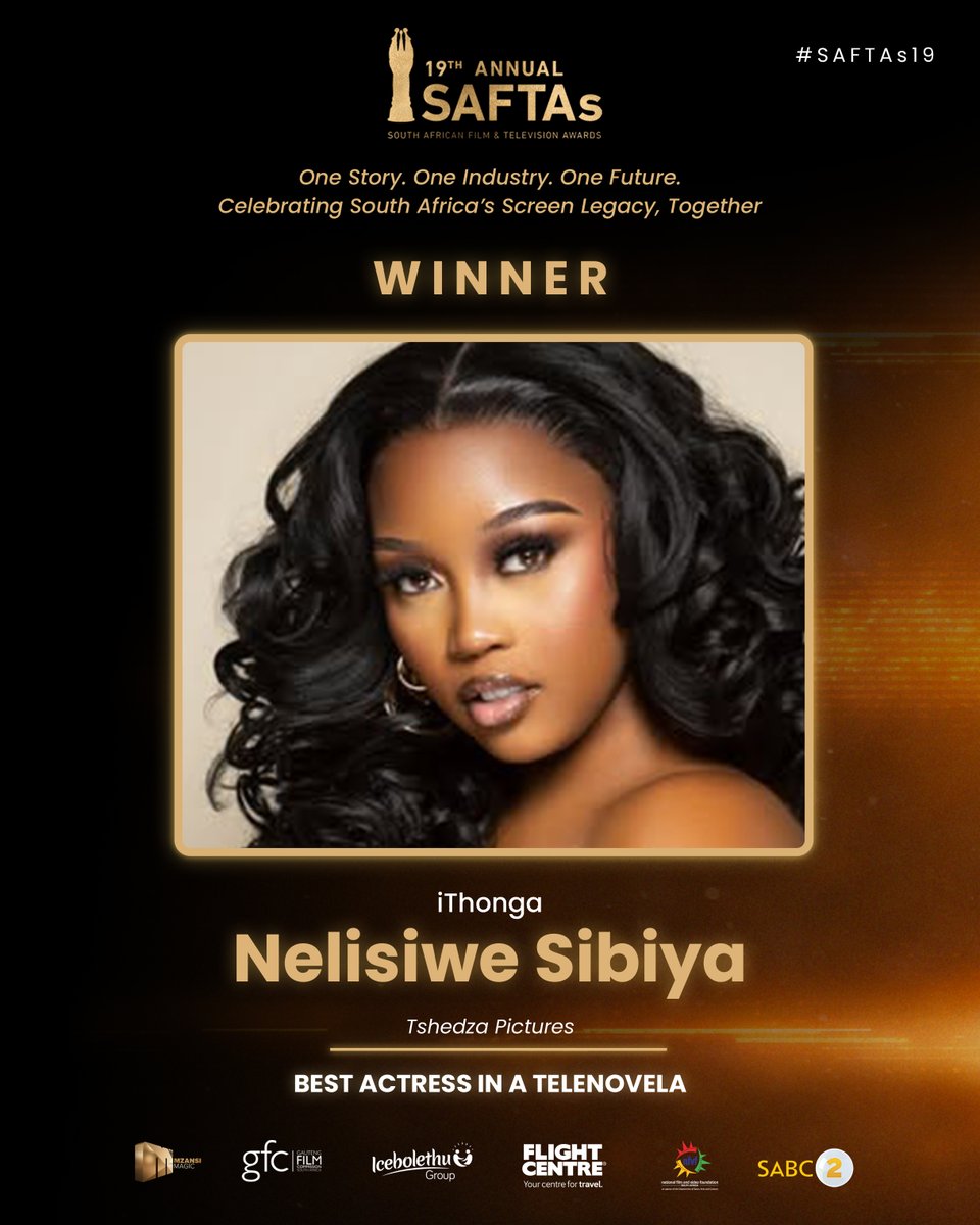 Congratulations to Nelisiwe Sibiya for winning BEST ACTRESS IN A TELENOVELA at the SAFTAs for her role as Zamahlobo “Zama” Ntanzi in iThonga! 🎬Exceptional work from the team at Tshedza Pictures.

#SAFTAs19 #SAFTAs