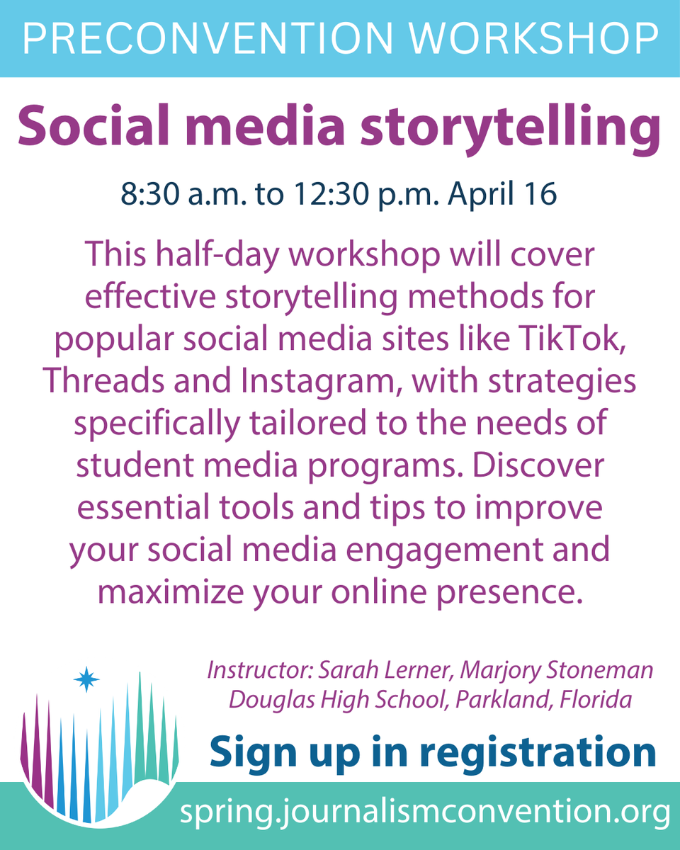 nhsjc's tweet photo. Whether you like it or not, social media is an important part of scholastic media! Come learn how to effectively tell stories on social media and take practical tips back with you.

Monday is the LAST DAY to save! Register online: https://t.co/5yEn1uTu8b https://t.co/mV5CXzFGec