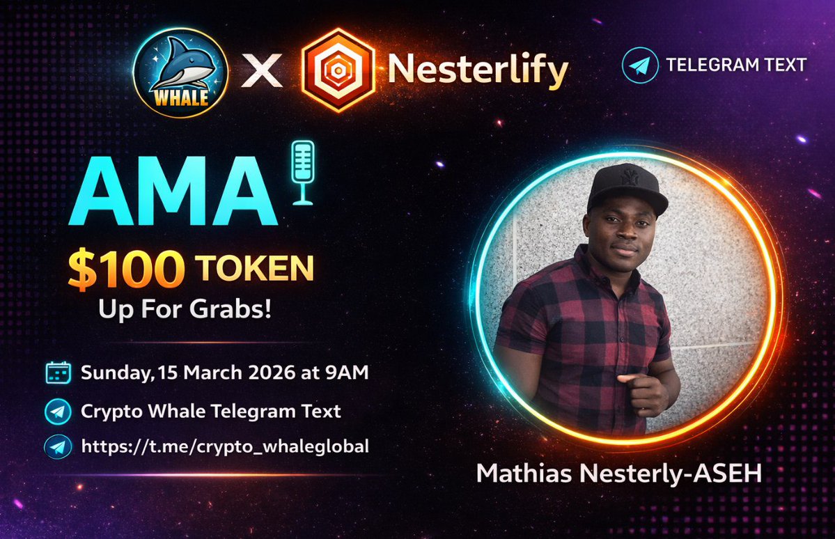 Join our Founder and CEO, Mathias Nesterly-ASEH (<a href="/MathiasASEH/">Matt (Tech Bro) 🔴⚪⚫</a>), for an Ask Me Anything (AMA) session live about our forthcoming Nesterlify Token ($NTC) launch.

🕰️ 9:00 AM UTC 
📅 March 15, 2026

📍Don't missed out! ➡️ t.me/nesterlify