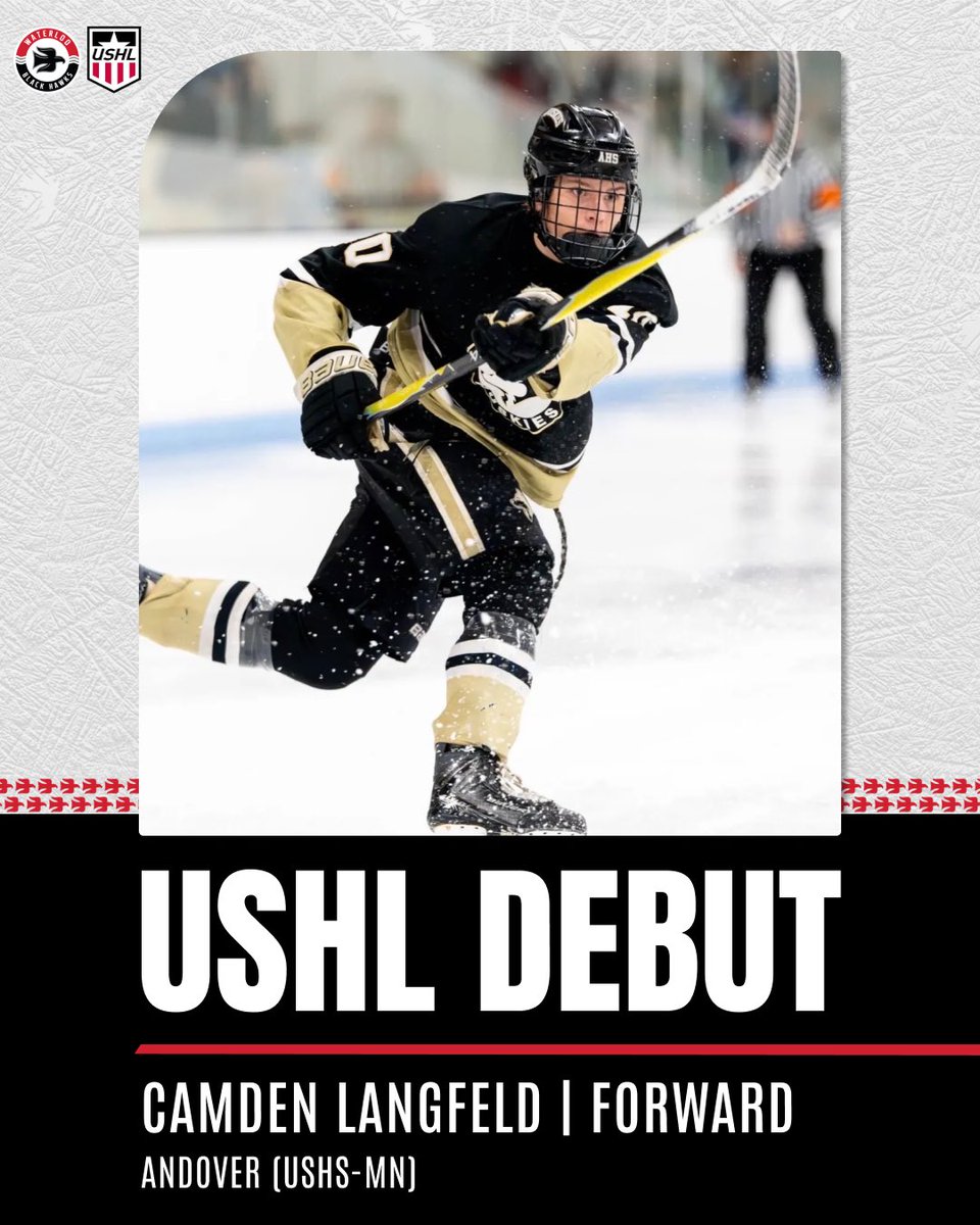 BlckHawksHockey's tweet photo. USHL DEBUT 🚨 

Congratulations to Camden on his USHL debut tonight in Sioux City! https://t.co/hGKXKe4qxY