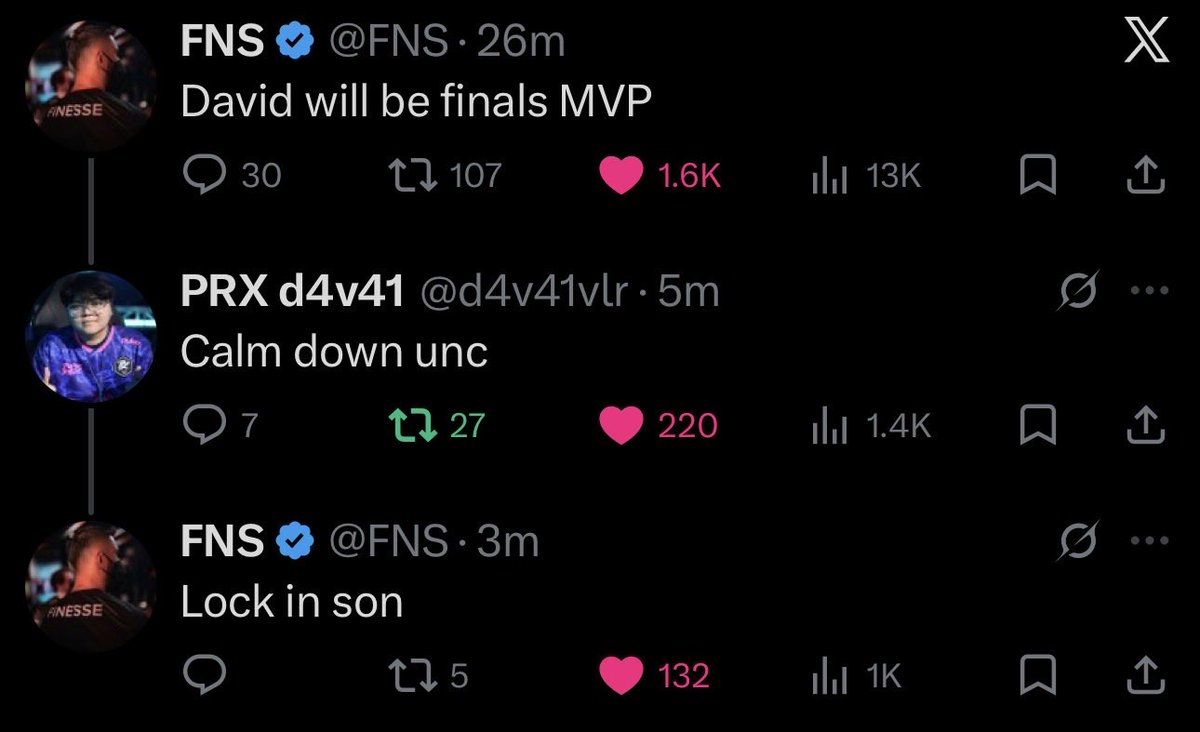 d4v41 finally showing life on twitter and of course it’s an FNS reply 🤣