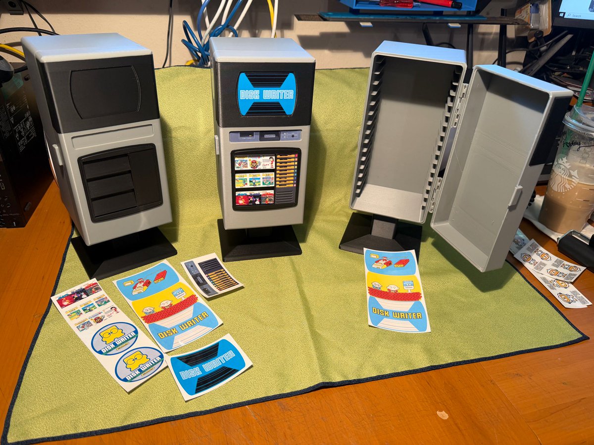 NerdSpaceship's tweet photo. Finally at a point where I am comfortable selling a finished product! I also decided to sell the three prototypes with their flaws (all detailed) on the site. I will also be listing a complete sticker pack as well as the alternate monitor scenes separately. This was a fun project!