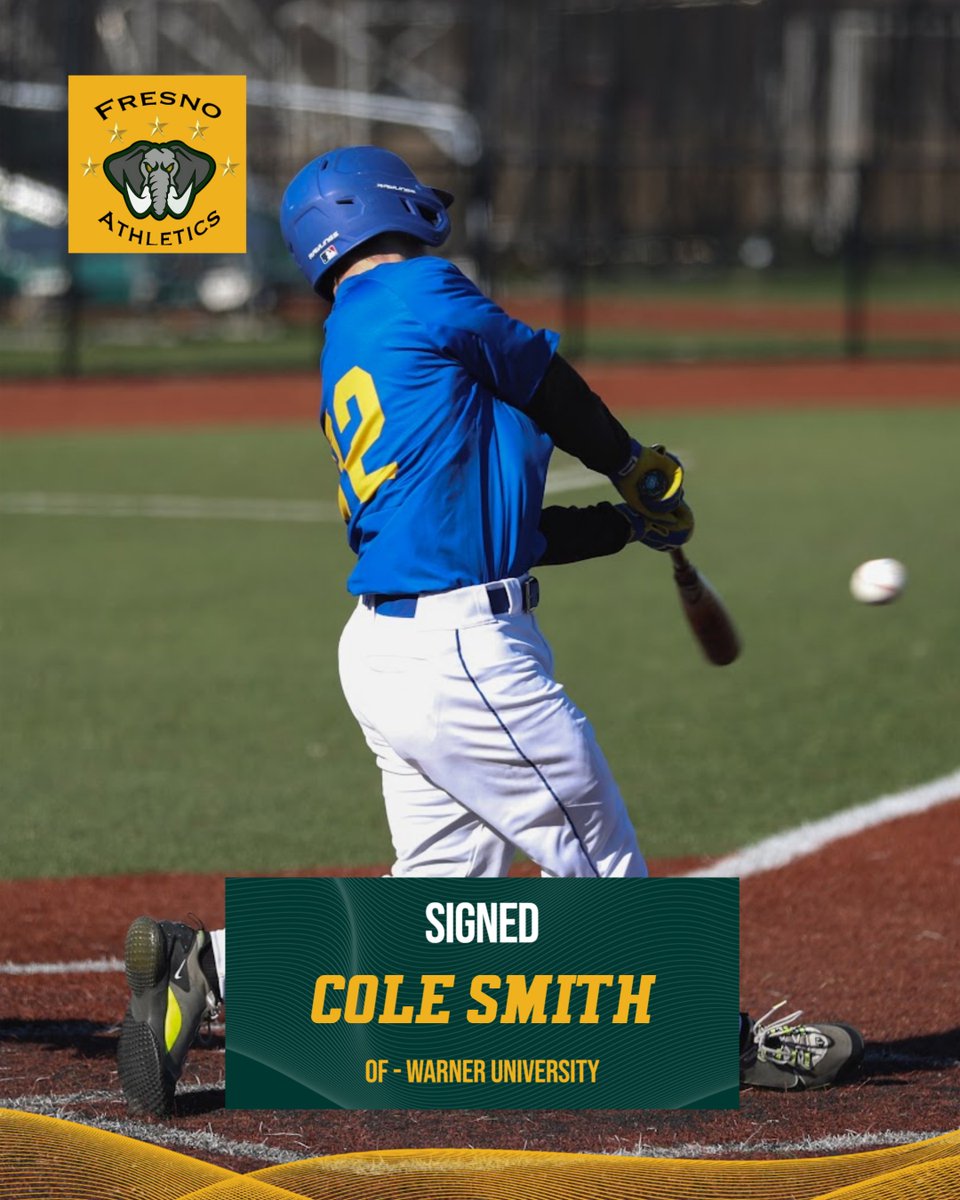 FresnoAthletics's tweet photo. The Fresno A's would like to officially welcome OF Cole Smith to our roster for the 2026 season!

Cole signs with us out of Warner University! https://t.co/iH5aYC8RIa