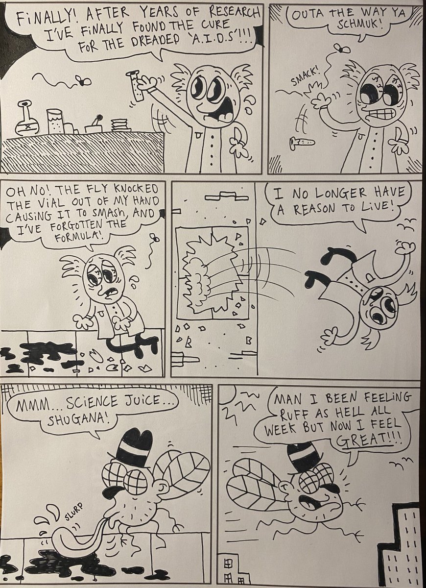 ZENO0Z's tweet photo. WISE GUY FLY #7

In the long and venerable tradition of daily comic strips an extended edition has been reserved for Sundays, the sabbath and day of rest- but in a bold break with tradition, we present the ‘Saturday special’- sure to rile the traditionalists, but screw em! https://t.co/T52e1OP0jl